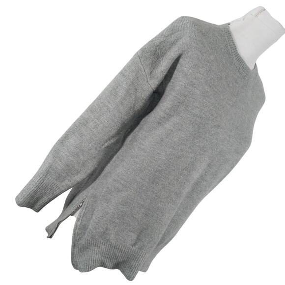 MAGASCHONI! LUXE ASH GRAY MARLED DUAL SIDE ZIPPERS CREW NECK SWEATER! SZ S - Picture 1 of 10